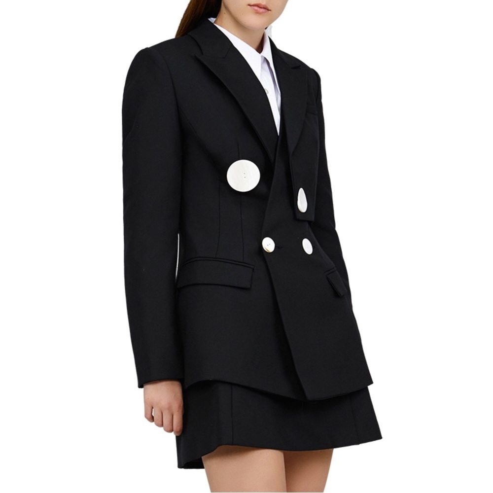 Acler Lynne Asymmetric Crepe Blazer in Black